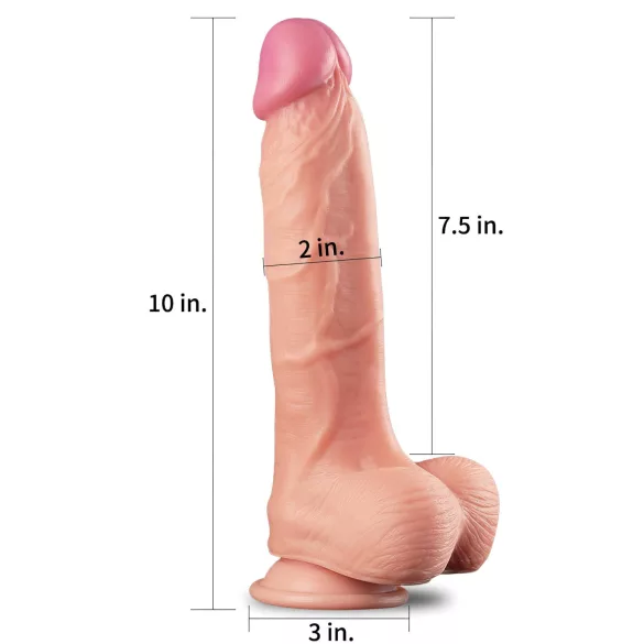 Lovetoy Nature Cock - realistische dildo - dubbel laags - 25cm - huidskleur