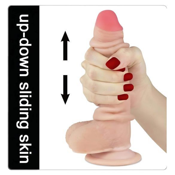 Lovetoy Sliding-Skin - realistische dildo - dubbel laag - 18cm - huidskleur