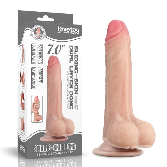 Lovetoy Sliding-Skin - realistische dildo - dubbel laag - 18cm - huidskleur