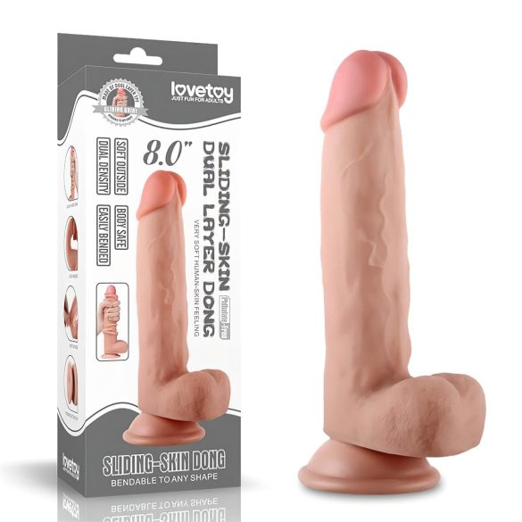 Lovetoy Sliding-Skin - dildo met dubbele laag - 21cm - huidskleur