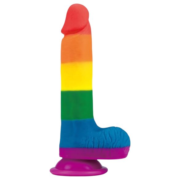 Lovetoy Prider - levensechte dildo met ballen - 20cm (regenboog)