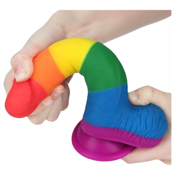 Lovetoy Prider - realistische dildo met testikels - 20cm - regenboog