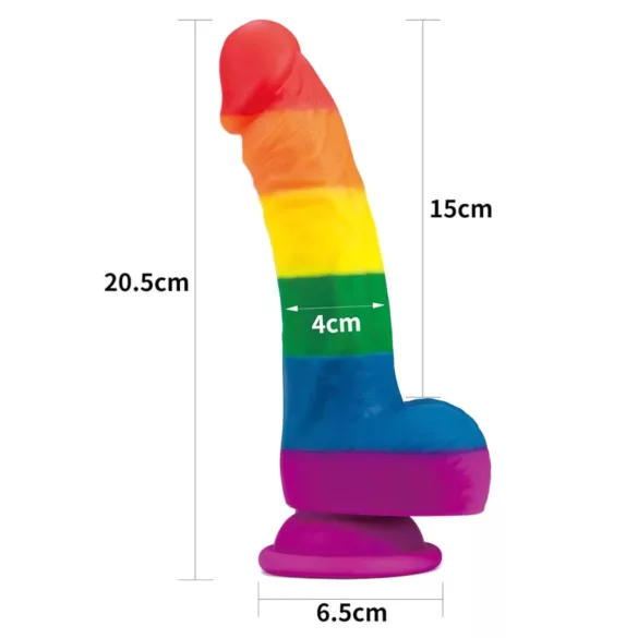 Lovetoy Prider - realistische siliconen dildo - 19cm - regenboog
