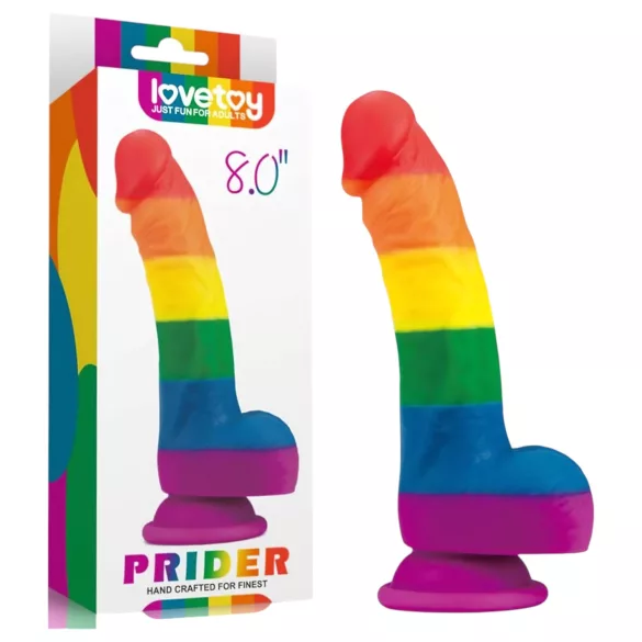 Lovetoy Prider - realistische siliconen dildo - 19cm - regenboog