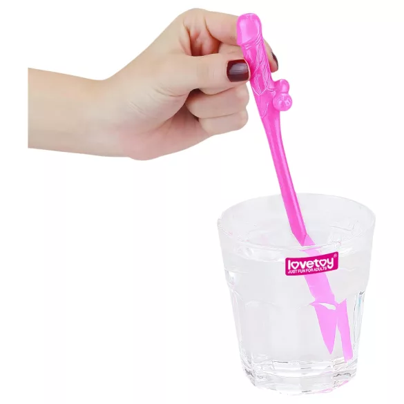 Lovetoy - realistische penis rietjes - roze/blauw/paars