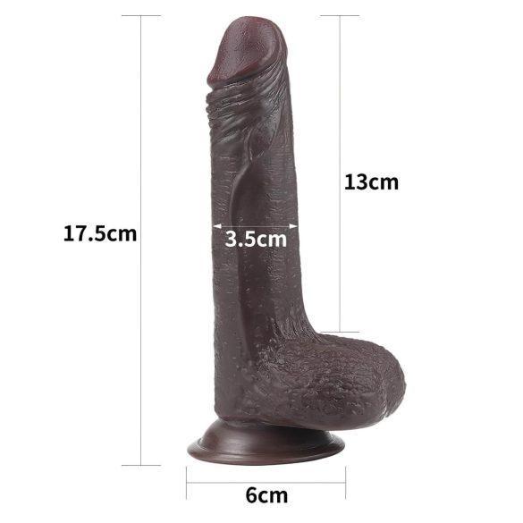 Lovetoy Sliding-Skin - realistisch dildo - dubbel laag - bruin - 18 cm