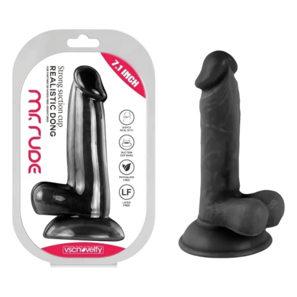 Mr. Rude - levensechte dildo met zuignap en ballen - 17cm (zwart)