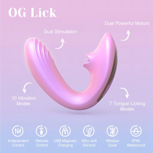 Tracy's Dog OG Lick - G-spot vibrator en clitoris stimulator - siliconen - roze