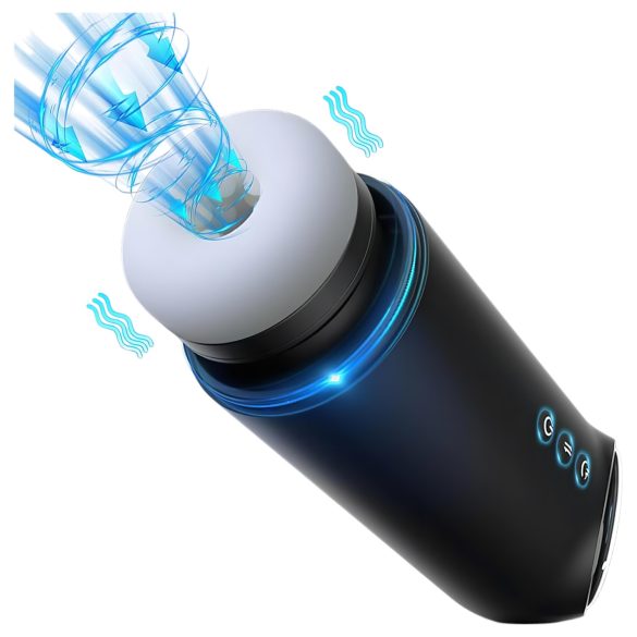 Leopard - op en neer bewegende, zuig-vibrerende masturbator (zwart)