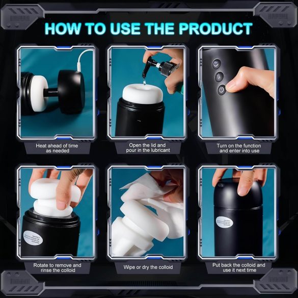 Leopard - op en neer bewegende, zuig-vibrerende masturbator (zwart)