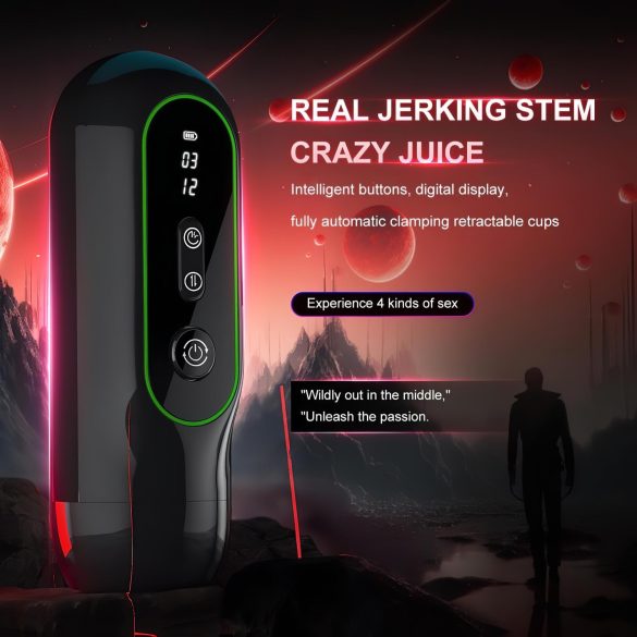 Leopard - op-en-neer bewegende vibrator masturbator - zwart