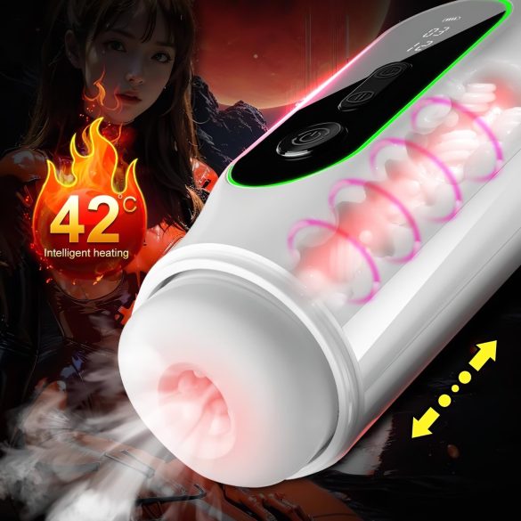 Leopard - op-en-neer bewegende vibrator masturbator - zwart