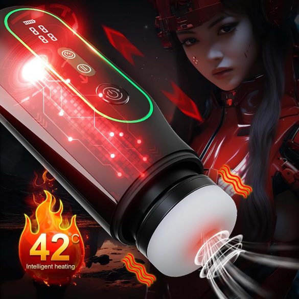 Leopard - op-en-neer bewegende vibrator masturbator - zwart