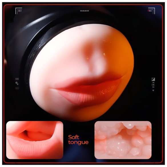 Leopard - penisvibrator met mond en kunstvagina - naturel