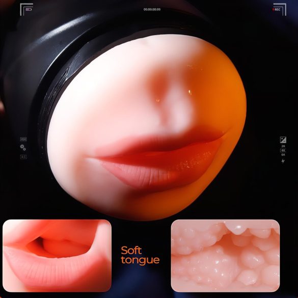 Leopard - penisvibrator met mond en kunstvagina - naturel