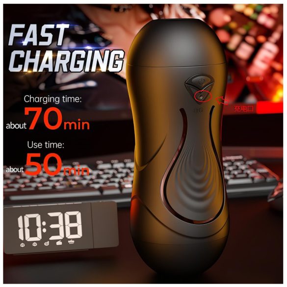 Leopard - penisvibrator met mond en kunstvagina - naturel