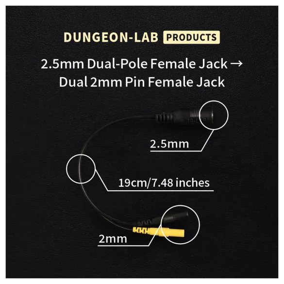 DG-LAB - elektrodeverdeler van 2,5 mm‑aansluiting naar 2 mm (zwart)