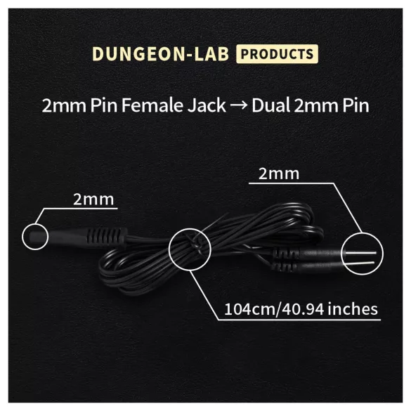 DG-LAB - 2 mm elektrode verleng- en splitkabel (zwart)