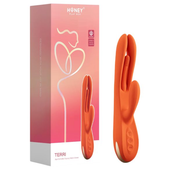 Honey Play Box Terri - rabbit vibrator met tong - oranje siliconen