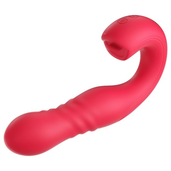 Honey Play Box Joi Thrust 2 - vibrator met thrustfunctie en likbeweging - rood