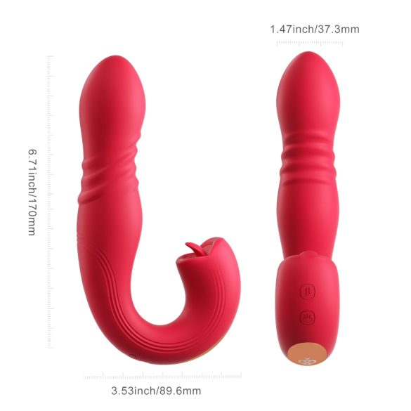 Honey Play Box Joi Thrust 2 - vibrator met thrustfunctie en likbeweging - rood