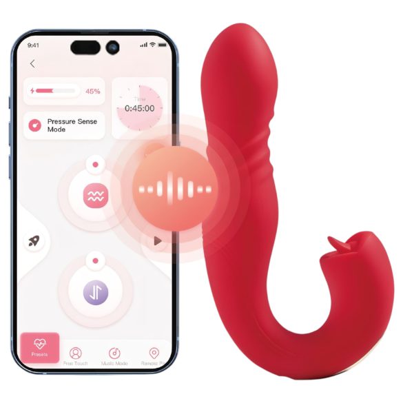Honey Play Box Joi Thrust 2 - vibrator met thrustfunctie en likbeweging - rood