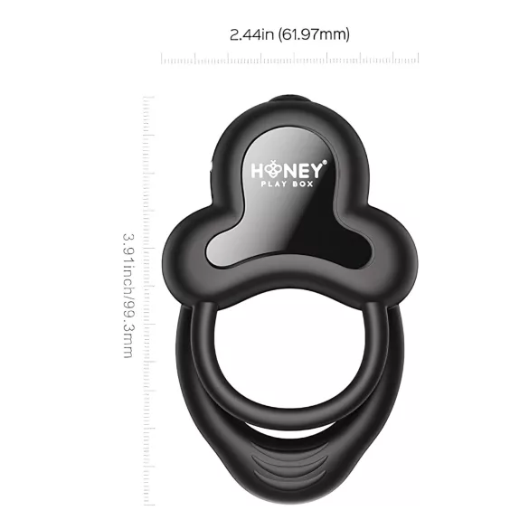 Honey Play Box Anello - vibrerende cockring met teeltring - zwart