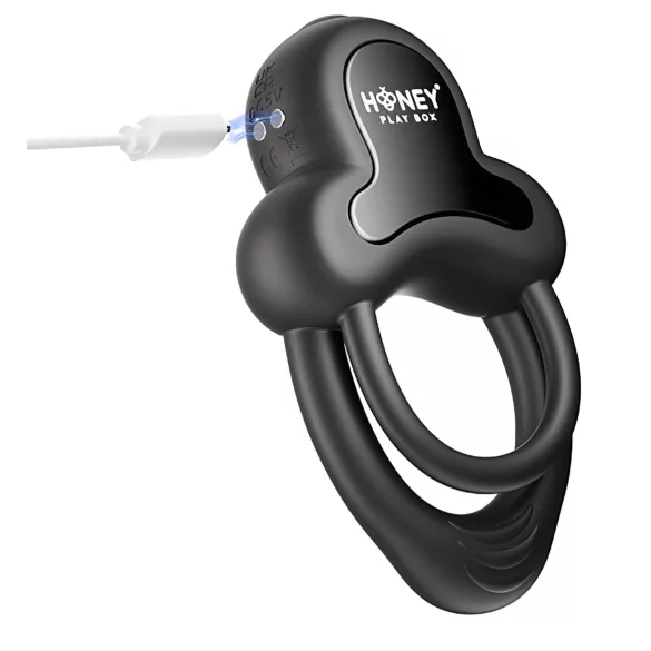 Honey Play Box Anello - vibrerende cockring met teeltring - zwart
