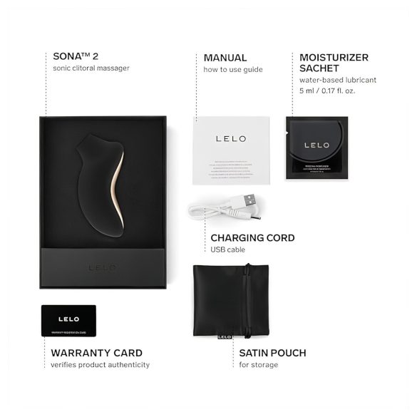 LELO Sona 2 - clitorisstimulator met sonic waves - zwart