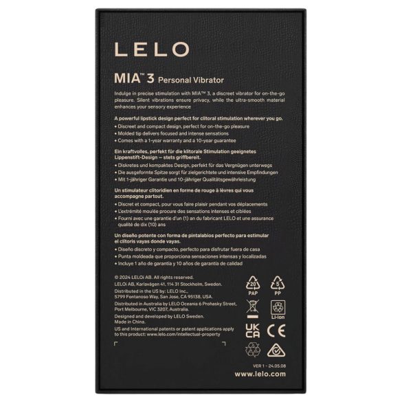 LELO Mia 3 - mini vibrator - discreet lippenstift vorm - paars