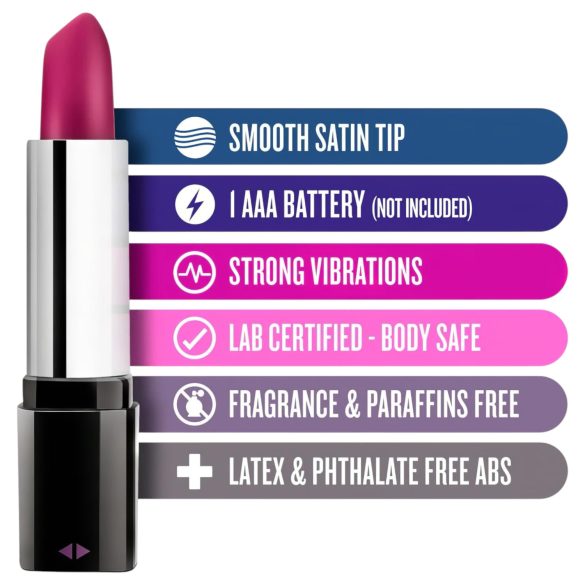 Blush Lipstick Rosé - vibrator in lippenstiftvorm - waterproof - zwart/roze