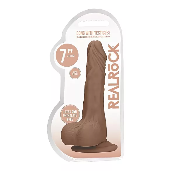 RealRock - realistische dildo met ballen - 17cm - donker huidkleur