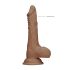 RealRock Dong 7 - levensechte dildo met ballen (17 cm) - donker natuurkleur