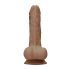 RealRock Dong 7 - natuurgetrouwe dildo met ballen (17cm) - donker natureltint