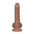RealRock Dong 7 - natuurgetrouwe dildo met ballen (17cm) - donker natureltint