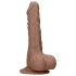 RealRock Dong 7 - natuurgetrouwe dildo met ballen (17cm) - donker natureltint