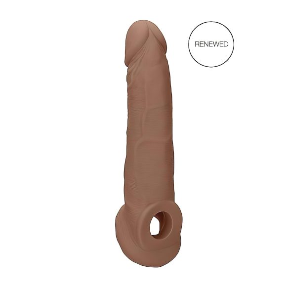 RealRock Penis Sleeve 9 - penismantel (21,5cm) - donker natuurlijk