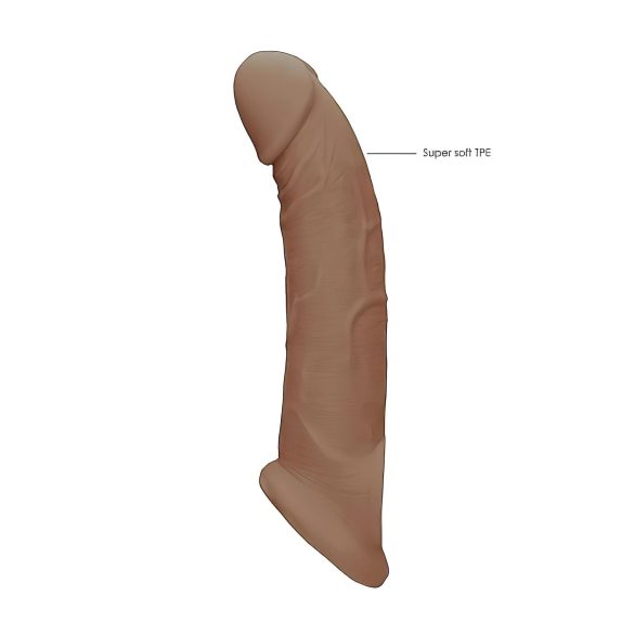 RealRock - penis sleeve - extra lang 21,5 cm - donker huidskleur