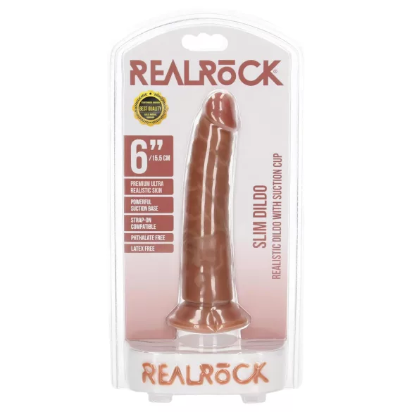 RealRock Slim - realistische dildo 15,5cm - donker huidskleur