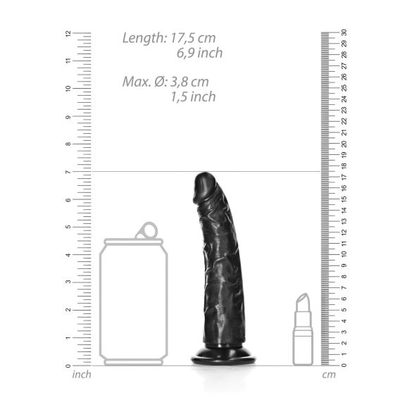 RealRock - realistische dildo - slank model - 15,5 cm zwart