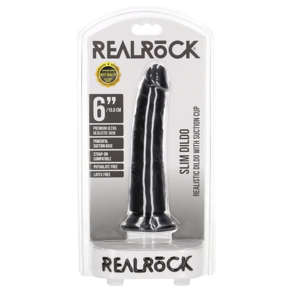 RealRock - realistische dildo - slank model - 15,5 cm zwart