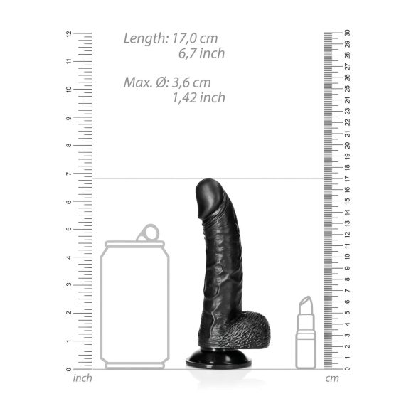 RealRock - realistische dildo met zuignap - 15,5cm - zwart