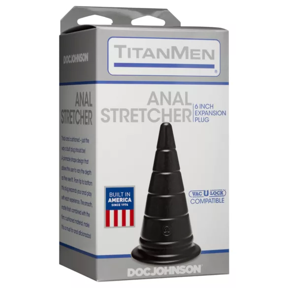 Doc Johnson TitanMen Anal Stretcher - kegelvormige anale stretcher plug (zwart) - 15 cm