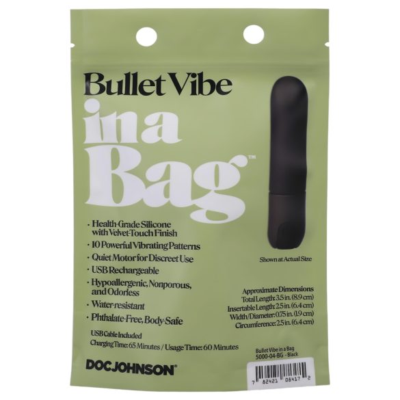 Doc Johnson - bullet vibrator - oplaadbaar, waterdicht - zwart