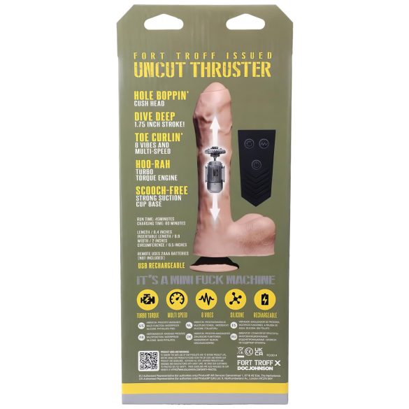 Doc Johnson Mini F-Machine Uncut - draadloze thrust vibrator (natuurlijk)