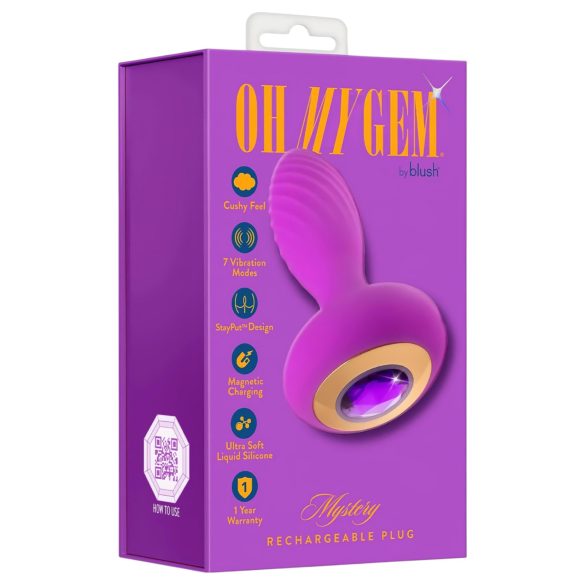 Oh My Gem - vibrerende buttplug met steen - silicone - paars
