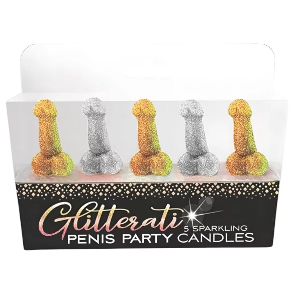 Glittaretti - penis kaarsen set - 5 stuks
