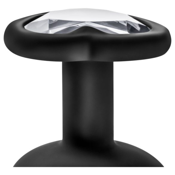 Temptasia S - anaalplug met hartvormige zilverkleurige steen - zwart - klein