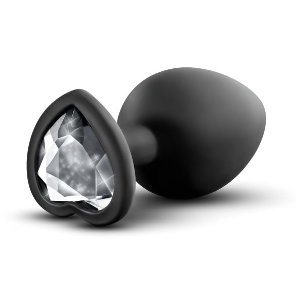 Temptasia M - Zilveren hartvormige anaal plug (zwart) - Medium