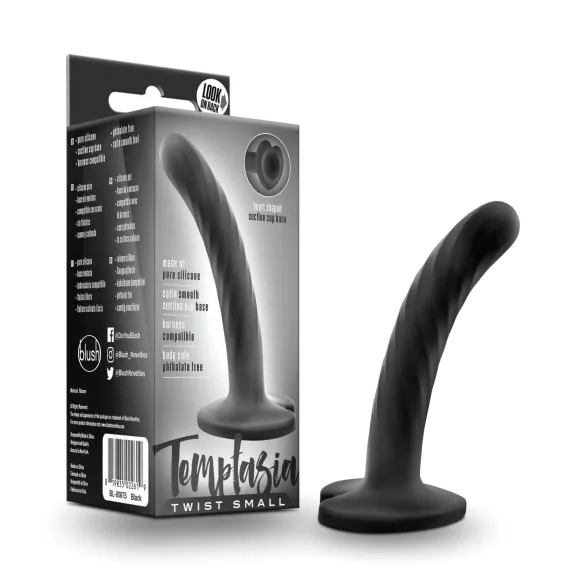Temptasia Twist Small - dildo met zuignap, gedraaid (zwart)